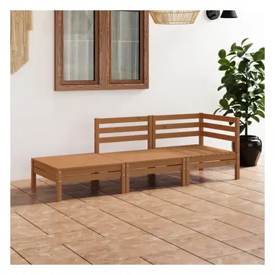 vidaXL Solid Pinewood Garden Lounge Set Piece Honey Brown Patio Seating Sofa