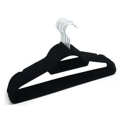 (80) Black Velvet Coat Hangers Clothes Velour Flocked Non Slip Curved