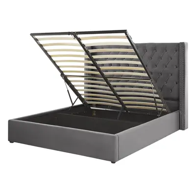 Ottoman Bed LUBBON x cm (EU King Size) Velvet Grey