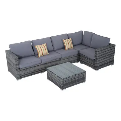 Outsunny Pieces Rattan Furniture Set Sofa Chair Coffee Table Wicker Grey