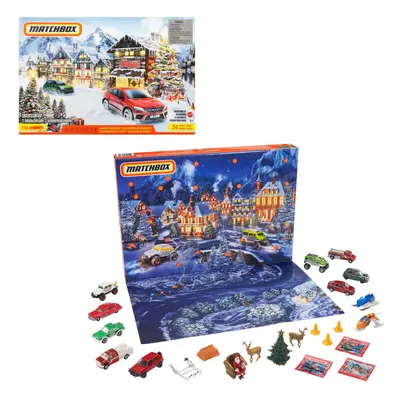 Matchbox Advent Calendar with Surprises that Include 1:64 Scale Cars with Authentic & Holiday-Th