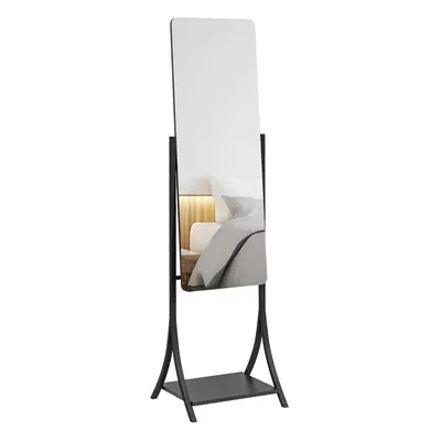 HOMCOM Freestanding Full Length Mirror Adjustable Full Body Mirror w/ Shelf