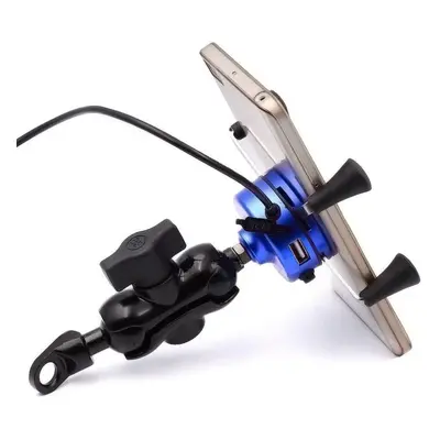 (Blue) 3.5-6 inch Phone GPS Holder USB Charger Motorcycle Scooter WUPP Colors