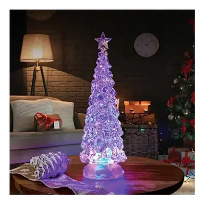 Christmas Snow Swirl Ice Tree Light Up Festive Ornament Colour Changing