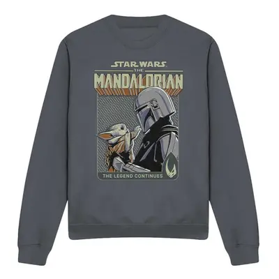 (M, Charcoal) Star Wars: The Mandalorian Unisex Adult Legend Continues Grogu Sweatshirt