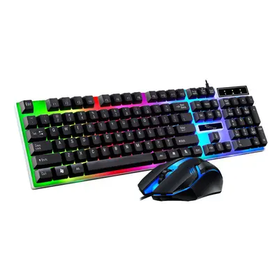 (Black) Led Computer Desktop Wired Gaming Keyboard Mouse