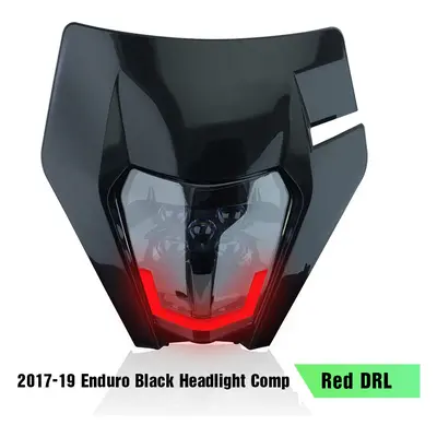 (19 Black-Red DRL) Motorcycle Headlight Vehicle Lighting Headlamp Head Light Supermoto