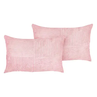 Set of Cushions Solid MILLET Corduroy x cm Pink