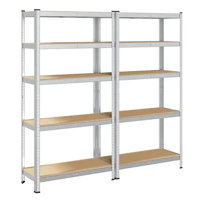 vidaXL 5-Layer Storage Shelves pcs Silver Steel&Engineered Wood