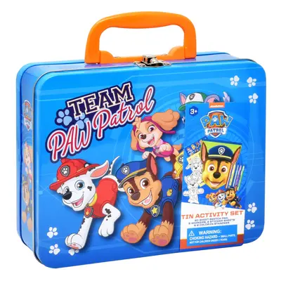 PAW Patrol Coloring and Activity Tin Box, Includes Markers, Stickers, Mess Free Crafts Color Kit