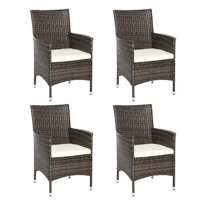 Outsunny PC Outdoor Rattan Armchair Wicker Dining Chair Set for Garden Brown