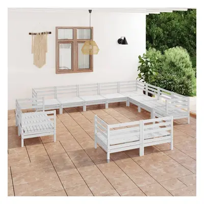 vidaXL Garden Lounge Set Outdoor Lounge Set Piece Solid Wood Pine White