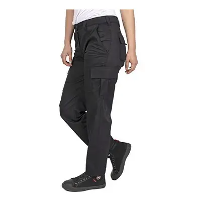 Ladies Heavy Duty Easy Care Multi Pocket Work Safety Classic Cargo Pants Trousers, Black, Size U