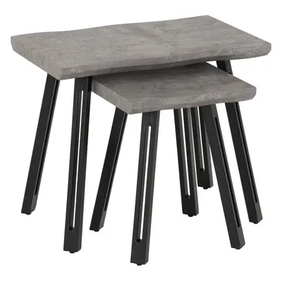 Quebec Wave Edge Nest of Tables Concrete Effect/Black