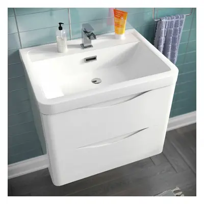 Merton 600mm Wall Hung Vanity Basin Unit White