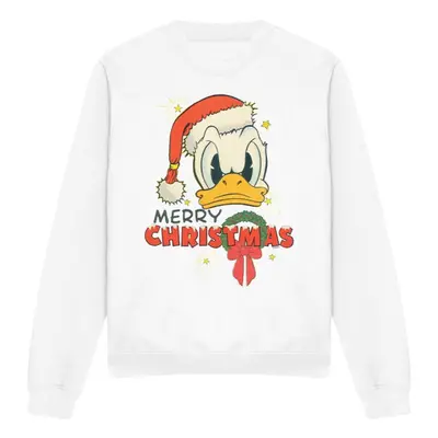 (XXL, White) Disney Unisex Adult Merry Christmas Donald Duck Sweatshirt