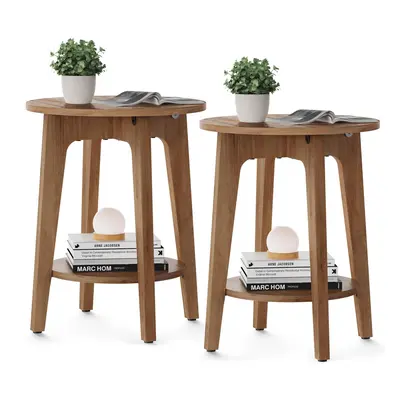 VASAGLE Side Tables Set of Small Round End Table with Lower Shelf Nightstand for Small Spaces Li