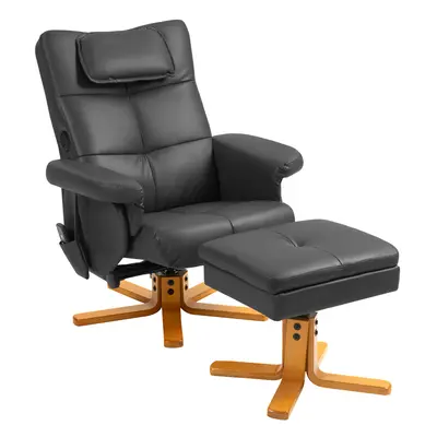 HOMCOM Massage Recliner Chair with Footstool and Hidden Storage, Black