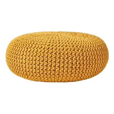 (Mustard) Knitted Cotton Large Round Pouffe Footstool x cm