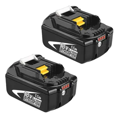 2PACK For Makita 18V 5.5Ah LXT Li-Ion BL1830 BL1850 BL1860 BL1840 Cordless Battery LED