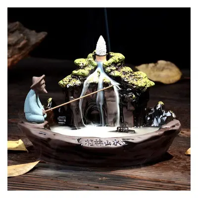 Landscape Backflow Incense Burner with 10pcs Backflow Incense Cone, Home Ceramic Backflow Incens