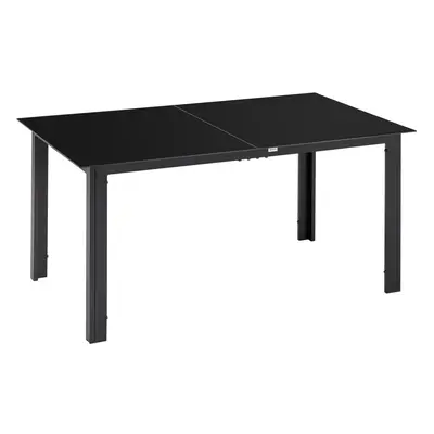 Outsunny Outdoor Dining Table for Patio Table with Glass Tabletop Black