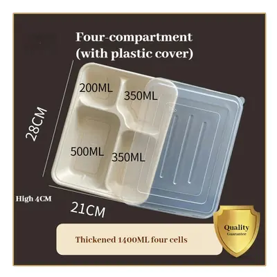 (1400ml four grid+PP cover) (100) Disposable Multi -Latter Box Purchibutic Can Be Deductable Ric