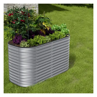 Oval Shaped Galvanized Raised Garden Beds Outdoor Metal Planter Box for Vegetables Gardening 160