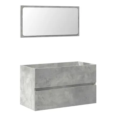 vidaXL Bathroom Cabinet with Mirror Concrete Grey Engineered Wood