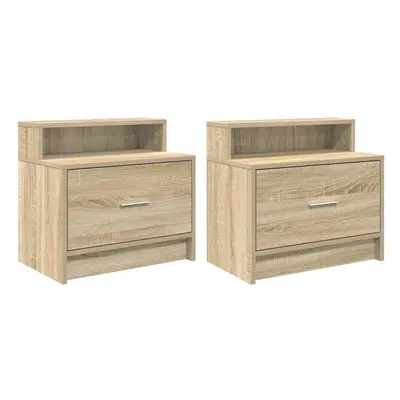 (sonoma oak, pcs) vidaXL Bedside Cabinet with Drawer Concrete Grey 51x31x47 cm bedside table