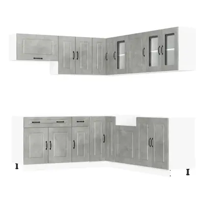 (concrete grey) vidaXL Piece Kitchen Cabinet Set Kalmar Concrete Grey Engineered Wood