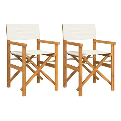 (cream, pcs) vidaXL Folding Director's Chairs Picnic Chair Outdoor Chair Solid Wood Teak