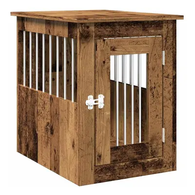 (old wood, x x cm) vidaXL Dog Crate Furniture Pet Doghouse Dog Kennel Dog Cage Engineered Wood