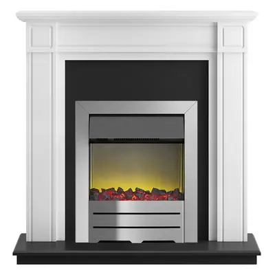 Adam Georgian Fireplace Suite in Pure White with Colorado Electric Fire in Brushed Steel, Inch