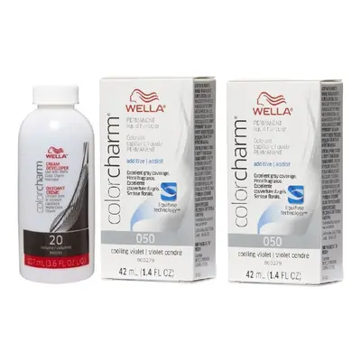 (O50 (2x), Dev (Vol.20) 3.6oz) Wella Color Charm T28 Natural Blonde Permanent Liquid Hair Toner