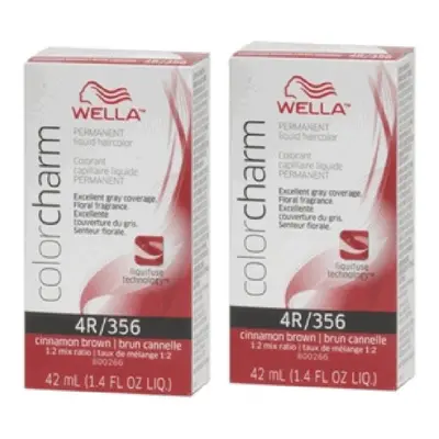 (4R - (2pks)) Wella Color Charm 4R Cinnamon Brown Permanent Liquid Haircolor