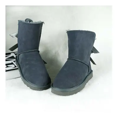 (Grey, (Adults')) Women Winter Fur Leather Sheepskin Snow Boots Shoe