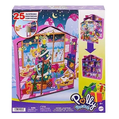 Polly Pocket Dolls Advent Calendar, Gingerbread House Playset with surprise gifts!, HKW16