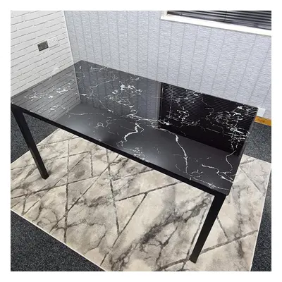 Dining Table Black Glass Kitchen Place for Seats, Dining Table Only (Black H x 120 x W cm)