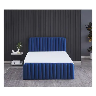 Ottoman Storage Bed blue 4ft Double velvet bed gas lift up Storage Bed and Mattress bedroom furn