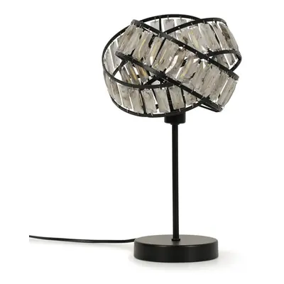 Jewel Twist Chrome Table Lamp and Tortoise Shell Shade Light + LED