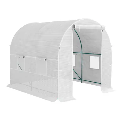 Outsunny Polytunnel Greenhouse Outdoor Grow House Roll Up Door Windows 2x2.5m