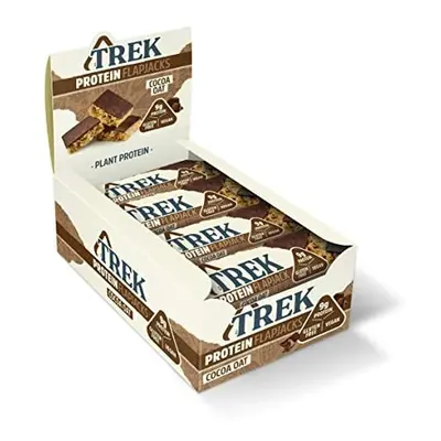 TREK High Protein Flapjack Cocoa Oat - Gluten Free - Plant Based - Vegan Snack - 50g x bars