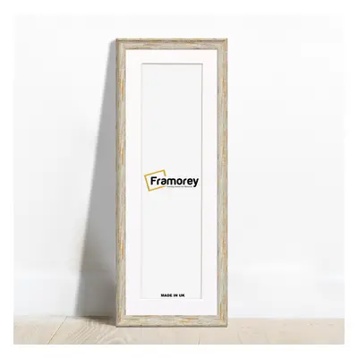 (White With White Mount, 100x40CM Pic (110x50CM Frame)) Panoramic Style White Picture Frame / Vi