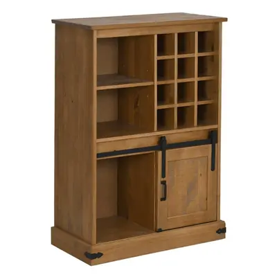 vidaXL Wine Cabinet HALDEN with Wine Racks and Sliding Door Pine