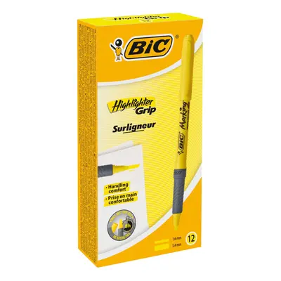 BIc Pack of Yellow Bevelled Tip Marker Pens (Yellow, Bevelled Tip, Yellow, grey, Round, Pieces)