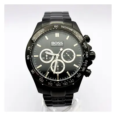 NEW HUGO BOSS STAINLESS STEEL IKON BLACK MEN'S WATCH UK GIFT