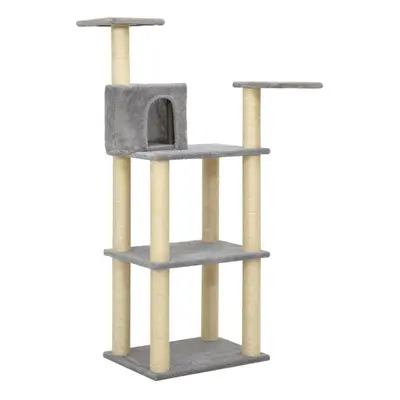 vidaXL Cat Tree with Sisal Scratching Posts Light Grey Cat Condo Play Tower