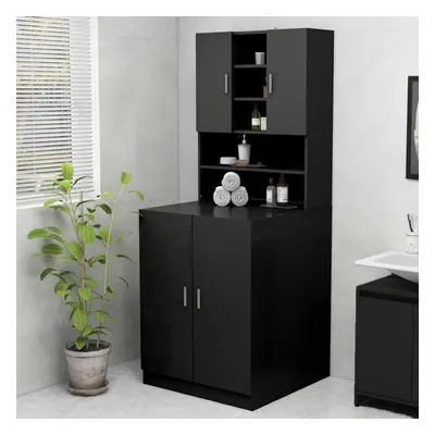 vidaXL Washing Machine Cabinet Black Indoor Bathroom Cupboard Storage Rack