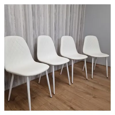 KOSY KOALA Dining Chairs Set Of White Stitched Faux Leather Chairs